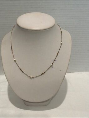 Coach delicate gold pearl station crystal women necklace